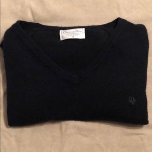 VINTAGE Men’s Christian Dior Black V-Neck Sweater Size M